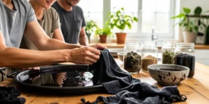 teindre un tissu en noir naturellement