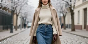 tenue jupe longue jean hiver